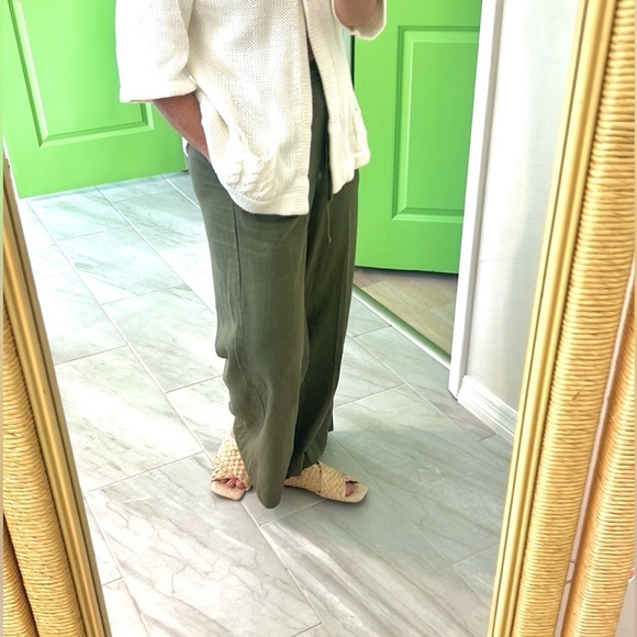 Max Studio, Sophisticated Rich Hunter Palazzo Pants, Drawstring Waist,Pockets,S - Picture 5 of 14